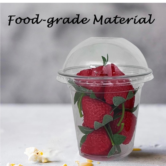 Clear Plastic Cups - 12oz 50 Cups and Lids - Dessert Cups with Lids - - Picture 4 of 5